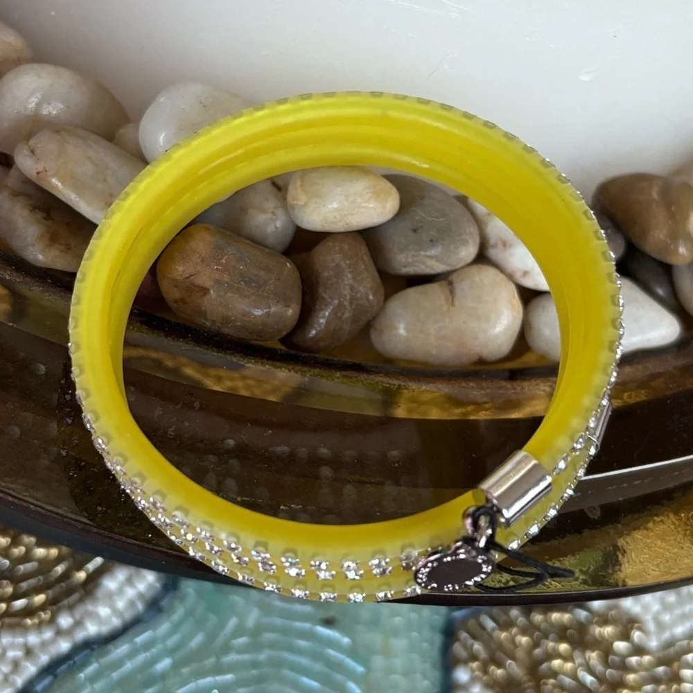 Brand New Marc by Marc Jacobs Slinky Safety Yellow Zirconia Bling Wrap Bracelet